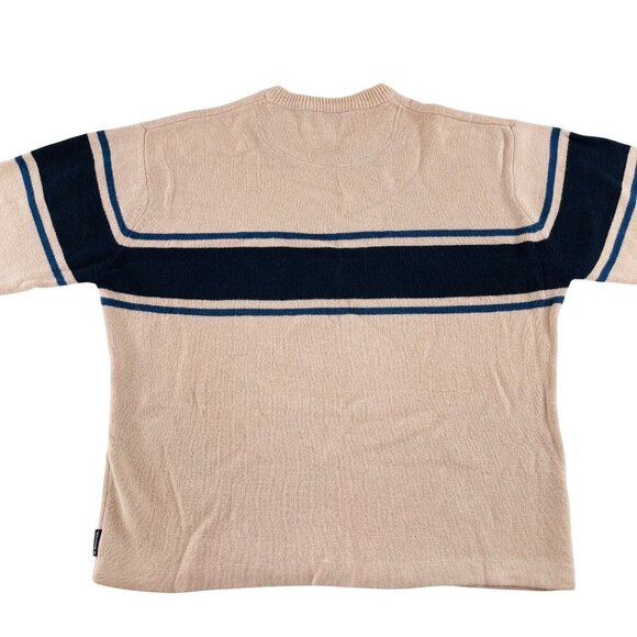 American Eagle Outfitters Beige & Navy Striped Sweater Men's Large Y2k 90s - Picture 4 of 4
